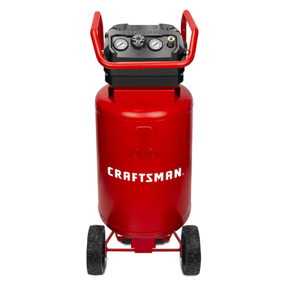 Craftsman Air Compressor, 20 Gallon Oil-Free 1.8 HP Max 175 PSI Pressure Two Quick Couplers Big Capacity, Red- CMXECXA0232043 - WoodArtSupply