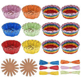 FREEBLOSS 12 Set Basket Making Kit Creative Raffia Basket with Instruction Basket Weaving Supplies for Adults Creative Woven Bowl Kits for Craft FREEBLOSS