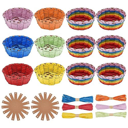 FREEBLOSS 12 Set Basket Making Kit Creative Raffia Basket with Instruction Basket Weaving Supplies for Adults Creative Woven Bowl Kits for Craft