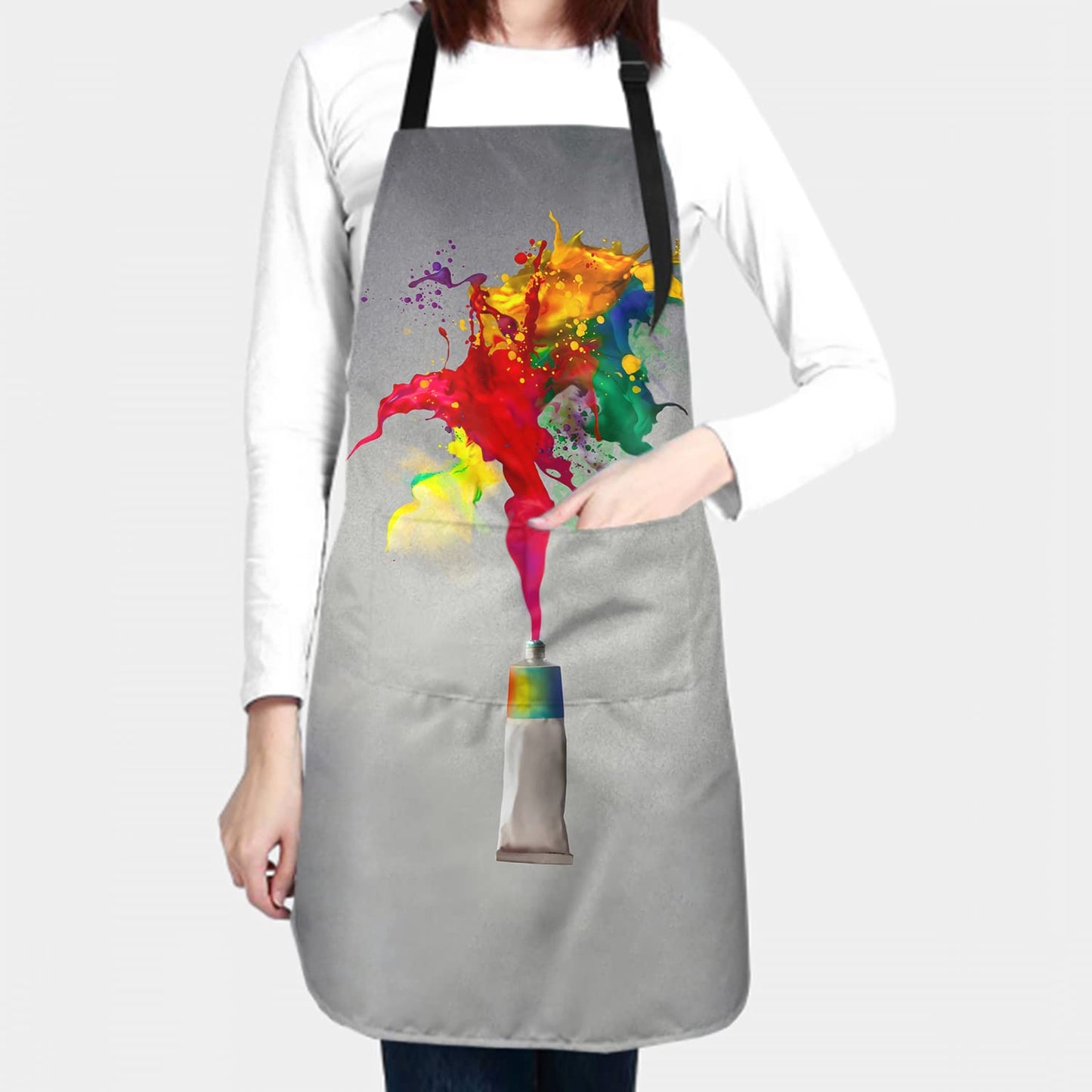 Granbey Colorful Artist Painting Apron For Women Men With 2 Pockets And Adjustable Neck Art Painter Aprons For Gifts - Home Garden Kitchen Oil - WoodArtSupply