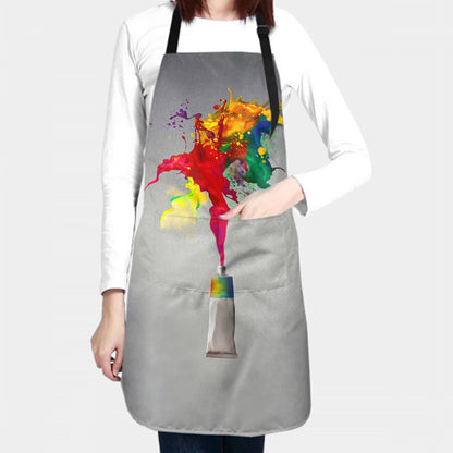 Granbey Colorful Artist Painting Apron For Women Men With 2 Pockets And Adjustable Neck Art Painter Aprons For Gifts - Home Garden Kitchen Oil