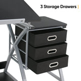 ZENY Drafting Table and Stool Set Tabletop Tilted Drawing Table Drafting Desk w/Drawers Artists Workstation, Art Craft Supplies ZENY