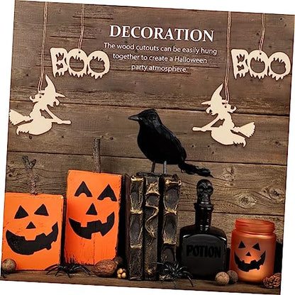 Abaodam 100 Pcs Halloween Wood Chips Lantern Decorative Miniture Decoration Home Decoration Wooden Paint Crafts Spider Wood Shapes Unfinished Wooden