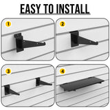 8 Pack Wooden Slatwall Shelf, 15.7 x 5.9 Inch Slatwall Shelves with Metal Brackets Heavy Duty Slat Wall Organizer Slatwall Shelving Accessories for BeapTcely