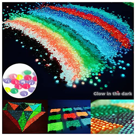 Glow in The Dark Diamond Painting Beads for Diamond Dots Accessories, 20 Colors Round Diamond Painting Drills Flatback Rhinestones for Crafts, forever young