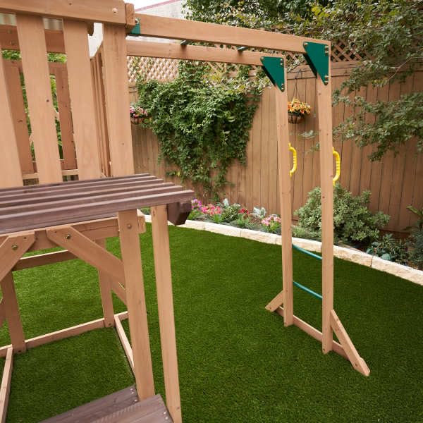 Lawnmeadow Wooden Swing Set/Playset with Swings, Slide, Sandbox,Telescope Rock Wall and Monkey Bars