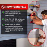 Slatwall Panel Garage Wall Organizer: Heavy Duty Wall Mounted PVC Wall Rack, Interlocking Slat Wall Paneling for Garage Wall Storage, Slatwall Board, DLDIRECT