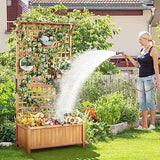 Yaheetech 72″ H Horticulture Garden Planter with Trellis for Vine Climbing Plants Garden Box Outdoor w/Drainage Holes Raised Garden Bed Garden Yaheetech