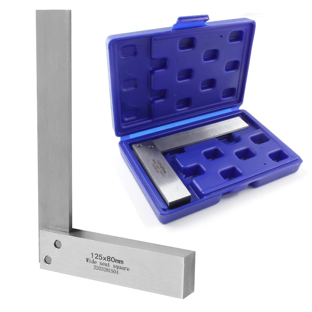 Biaungdo Machinist Square, 5" x 3.2" Mechanical Steel High Precision Square, Wide Seat Square 90 Right Angle Engineer Tool L-Type Measuring Tool for Biaungdo