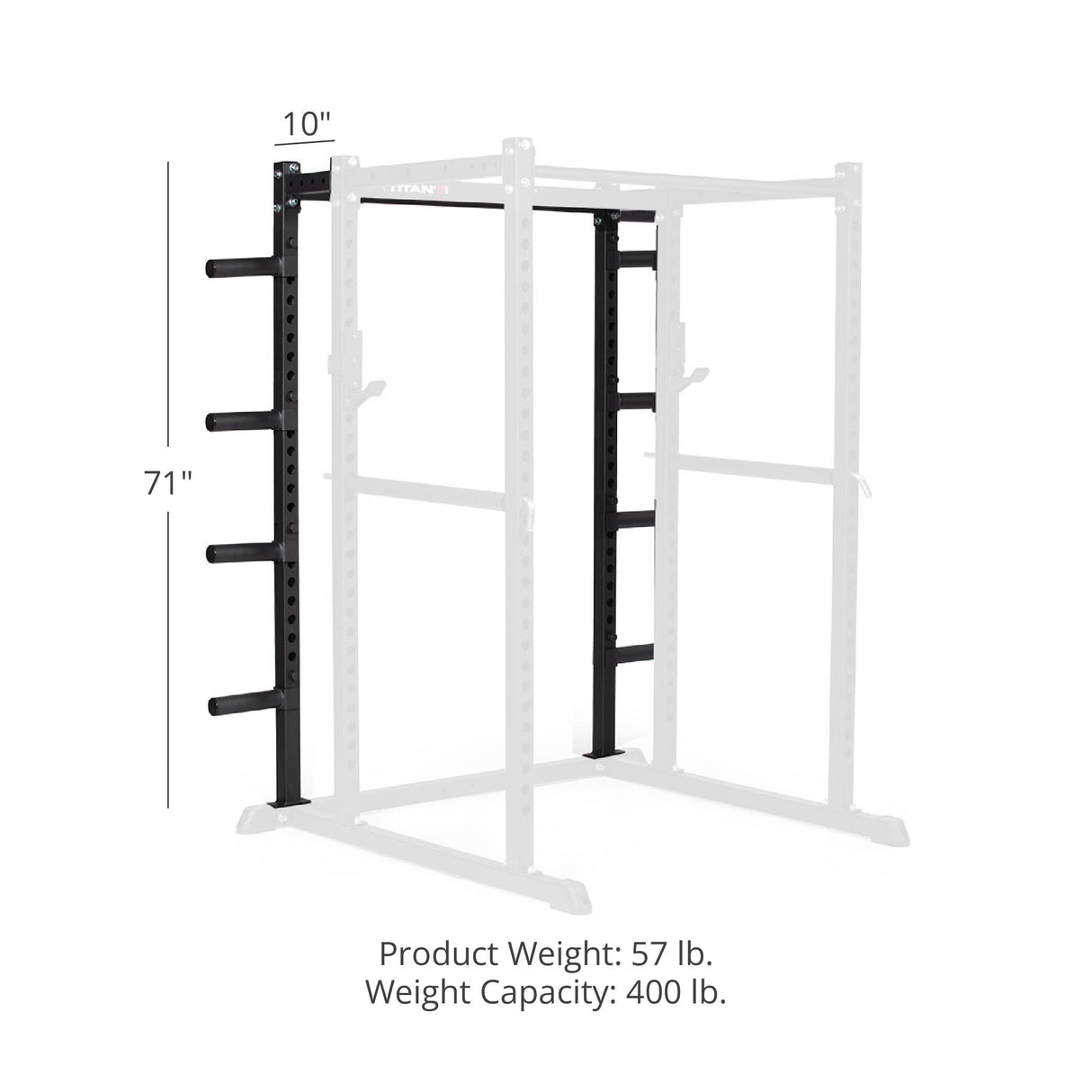Titan Fitness T-2 Series 71" Short 10" Depth Power Rack Extension Kit, 440 LB Capacity Extension Cage, Multifunctional Workout Weight Rack with Titan Fitness