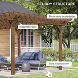 Outsunny 12' x 20' Outdoor Pergola, Wood Gazebo Grape Trellis with Stable Structure for Climbing Plant Support, Garden, Patio, Backyard, Deck Outsunny