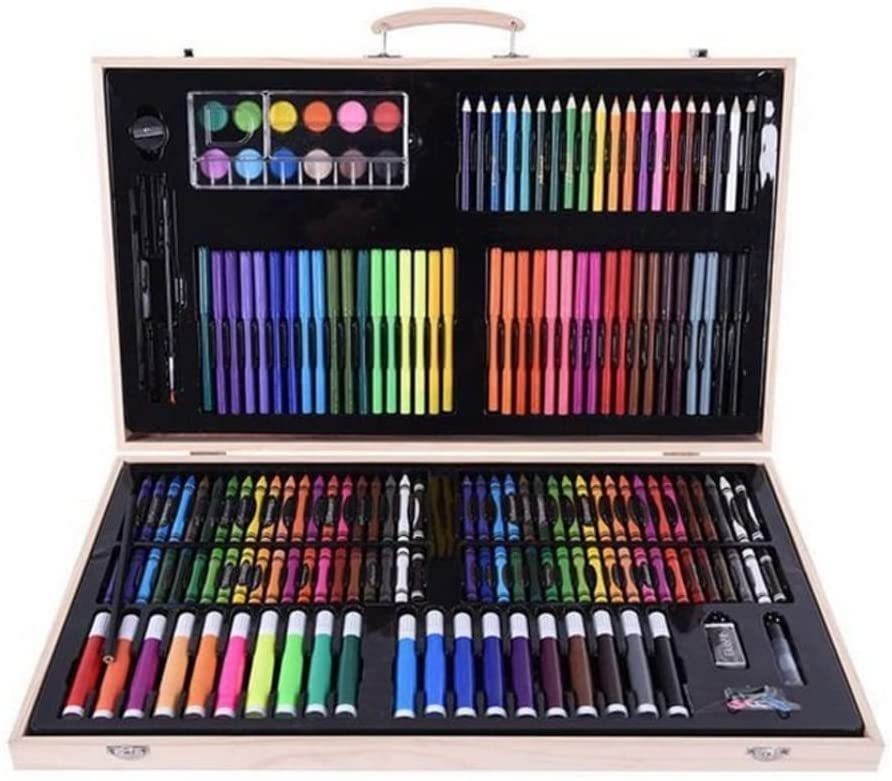 RMENST Art Supplies, 180 Pieces Deluxe Wooden Art Set, Portable Art Case Painting Kit, Colored Pencils, Watercolor Paint, Creative Gift - WoodArtSupply