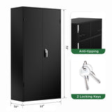 Greenvelly Metal Cabinet, 72” Black Tool Steel Locking Cabinet with Doors and 4 Shelves, Tall Cabinets for Garage Storage Systems Lockable File Greenvelly