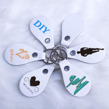 30Pcs Leather Key Fob Kit Leather Keychain Blanks with Rivets and Key Rings for Laser Engraving DIY Making Leather White FYDTFI