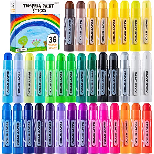 JOYIN 36PCS Assorted Washable Tempera Paint Sticks, Quick Drying and No Mess Paint Sticks for Arts and Crafts Project, Art Easter Gifts for your Kids JOYIN