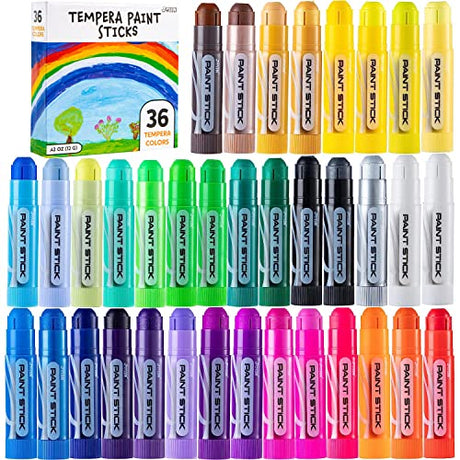 JOYIN 36PCS Assorted Washable Tempera Paint Sticks, Quick Drying and No Mess Paint Sticks for Arts and Crafts Project, Art Easter Gifts for your Kids JOYIN