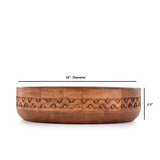 EDHAS Mango Wood Decorative Round Carved Bowl for Decoration, Centerpiece Bowl for Table (10" x 10" x 2.5") EDHAS