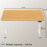 Furmax Electric Height Adjustable Standing Desk Large 55 x 24 Inches Sit Stand Up Desk Home Office Computer Desk Memory Preset with T-Shaped Metal Furmax