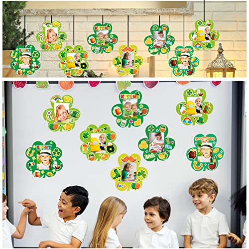 chiazllta 32 Packs St. Patrick's Day Picture Frame Craft Kits for Kids, Ireland DIY Shamrock Craft Holiday Art Favor Home Class Game Activities for