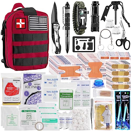 Survival First Aid Kit, Molle Medical Pouch 282PCS Outdoor Emergency Survival Gear and Equipment for Hiking Camping Hunting Car Boat Home Travel and - WoodArtSupply