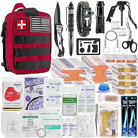 Survival First Aid Kit, Molle Medical Pouch 282PCS Outdoor Emergency Survival Gear and Equipment for Hiking Camping Hunting Car Boat Home Travel and XIFOZA
