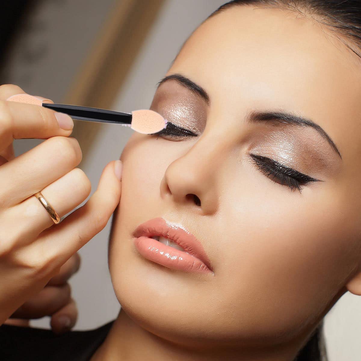 ZYIGYI 200 PCS 3 Inch Disposable Eyeshadow Brushes, Sponge Makeup Applicators Dual Sides ZYIGYI