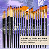 TRITART Paint Brush Set of 25 - Suitable as Acrylic, Watercolor & Oil Brushes - Paintbrushes with 2 Mixing Pallets - Artists Painting Supplies Tritart