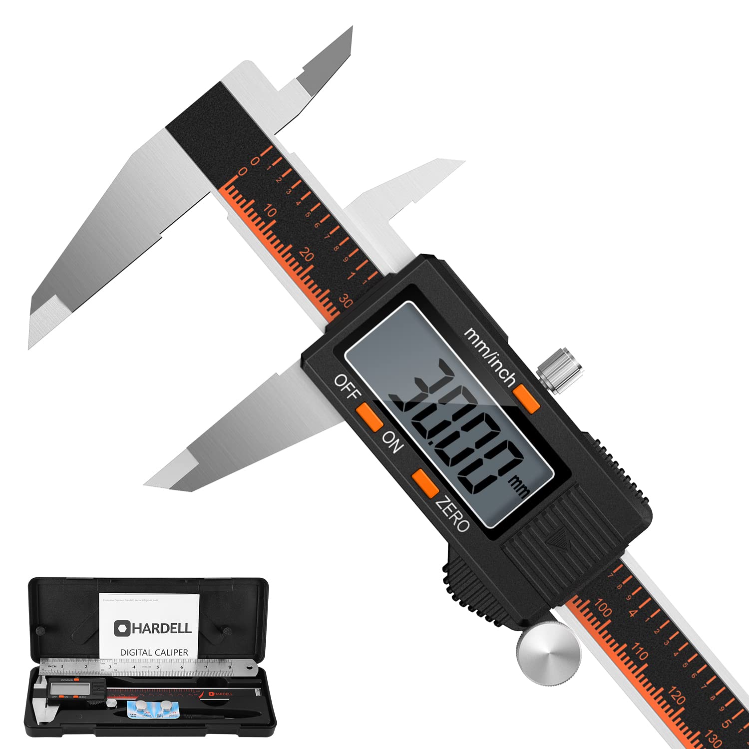 HARDELL Digital Caliper, 6 Inch Stainless Steel Caliper Measuring Tool with Large LCD Screen, Electronic Micrometer Caliper Digital Inch/Millimeter - WoodArtSupply