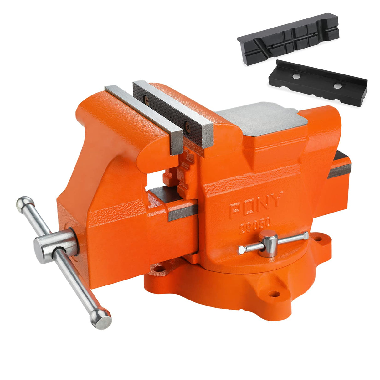 PONY Heavy Duty Bench Vise, 5-inch Jaw Width 4-inch Jaw Opening, Swivel Base with Anvil, Utility Combination Pipe Home Vise for Woodworking, One-Pair PONY