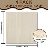 Basswood Sheets, 4 Pack 12×12 Inch Plywood Sheets, 1/4 Thin Plywood Board Thin Wood Board Sheets, Unfinished Wood Boards for Crafts, Hobby, Model Jusnboir