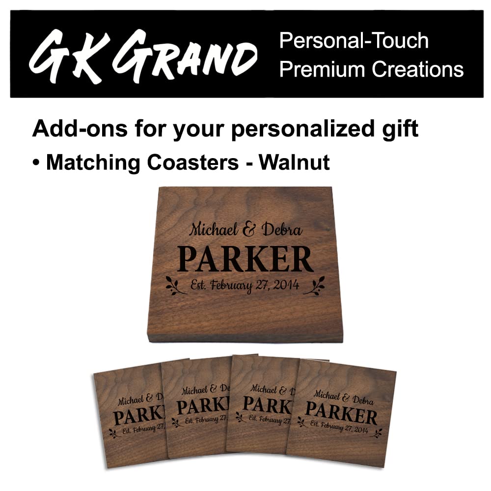 Personalized Cutting Board Wedding Gift Elegant Walnut Polished Live Edge Wood Display Custom Engraved Rustic Unique Anniversary Bride Groom Newlywed GK Grand Personal-Touch Premium Creations