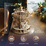UGEARS Carousel Wooden Mechanical 3D Model Self-Assembling Craft DIY Kit Adult and Teens Puzzle Gift UGEARS