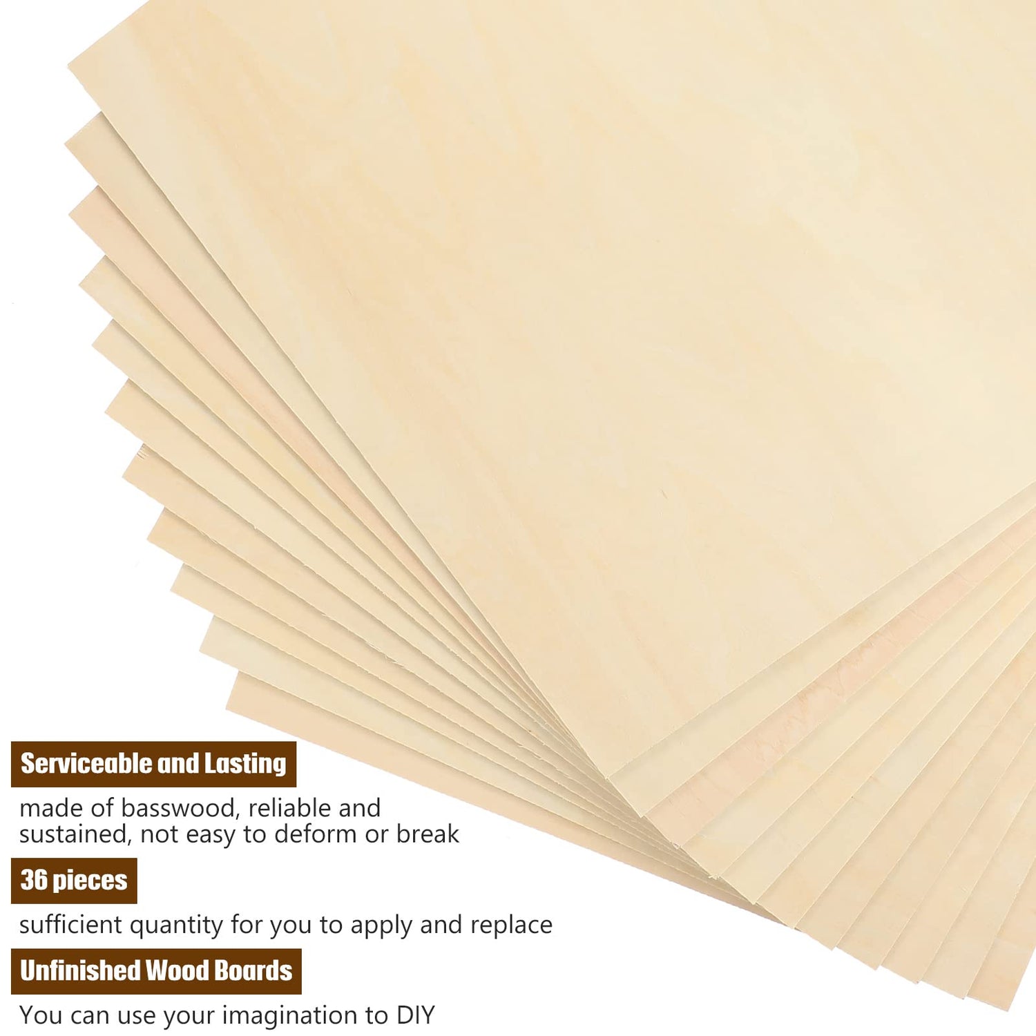 36 Pack Basswood Sheets Plywood Board 1/8 Inch Unfinished Wood Boards for Crafts for DIY Laser Projects Architectural Model Making Mini House Riakrum