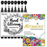 Dyvicl Metallic Marker Pens - 12 Colors Hard Fine Tip Metallic Markers and Hand Lettering Pens Dyvicl