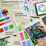 ARTEZA Alcohol Brush Markers, Set of 36 Colors, EverBlend Tropical Tones, Medium Chisel and Brush Nib, Dual Tip Markers for Drawing and Sketching ARTEZA