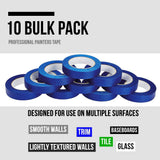 Lichamp 10-Piece Blue Painters Tape 1 inch, Blue Masking Tape Bulk Multi Pack, 1 inch x 55 Yards x 10 Rolls (550 Total Yards) Lichamp