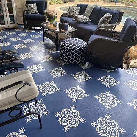 HELLATHUND 6pcs Reusable Tile Stencils 8x8 Inch, Mandala Stencils Painting, Stencils for Painting Floors, Wall Stencils for Painting HELLATHUND