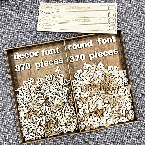 740 Pieces Half Inch Mini Blank Wood Lowercase Letters Unfinished Wooden Numbers with Stained Tray for Scrapbooking DIY Project Cregugua