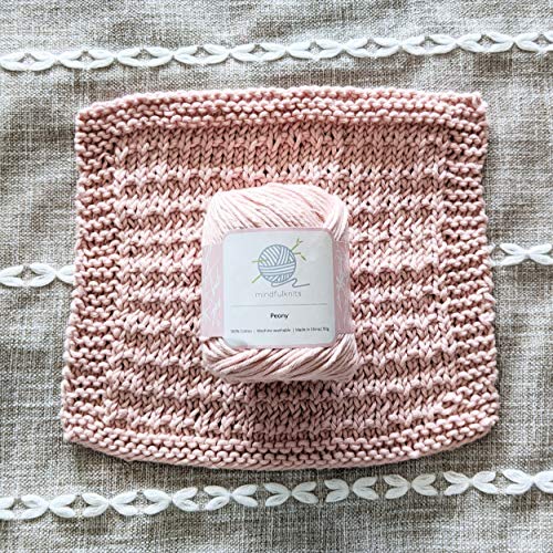 Mindfulness Flora Beginners Knitting Kit, Includes 100% Cotton Knitting Yarn, Circular Knitting Needles, Yarn Needle - Make Washcloths - Knit kit for mindfulknits