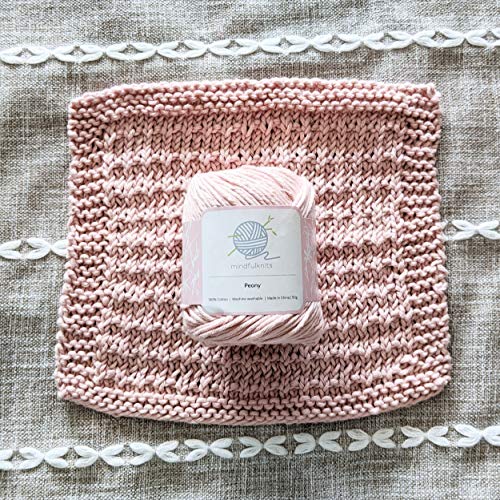 Mindfulness Flora Beginners Knitting Kit, Includes 100% Cotton Knitting Yarn, Circular Knitting Needles, Yarn Needle - Make Washcloths - Knit kit for