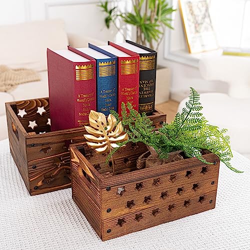 AONEHOME Set of 3 Decorative Nesting Wooden Crates with Handles, Wood Crates for Organizing Home and Kitchen, storage crates, Crates for Decoration, - WoodArtSupply