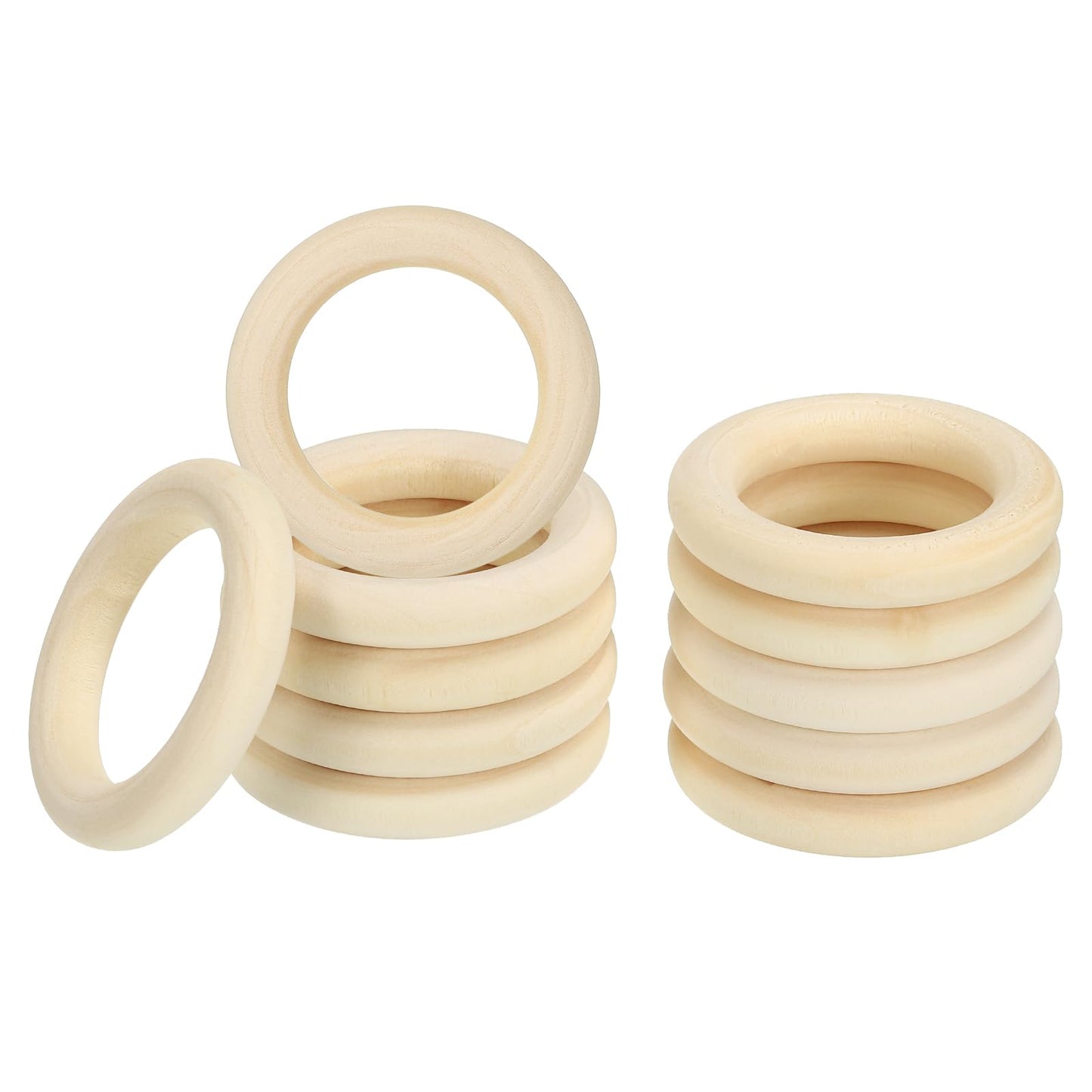 PATIKIL 40mm 1.6" Natural Wooden Rings, 15Pcs 7mm Thick Unfinished Wood Ring Wood Loop Circle for Craft Pendant DIY Jewelry Making Macrame - WoodArtSupply