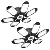 Adiding LED Garage Ceiling Light - 2 Pack Adjustable 20000lm Bright LED Basement Light 6 Deformable Panels 6500K Shop Lights Screw in E26 Bulb Socket Adiding