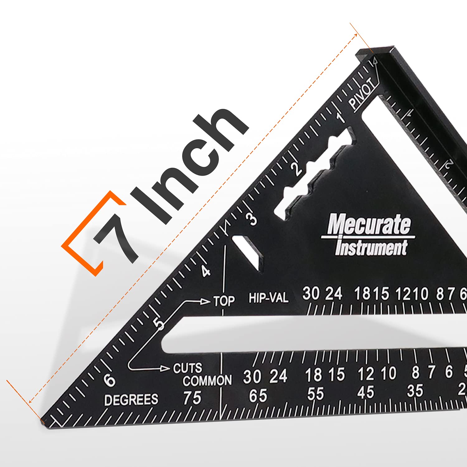 Mecurate Rafter Square, 7 inch Triangle Carpenter Square Die-cast Aluminum Alloy for Woodworking and Carpentry (7 inch) Mecurate