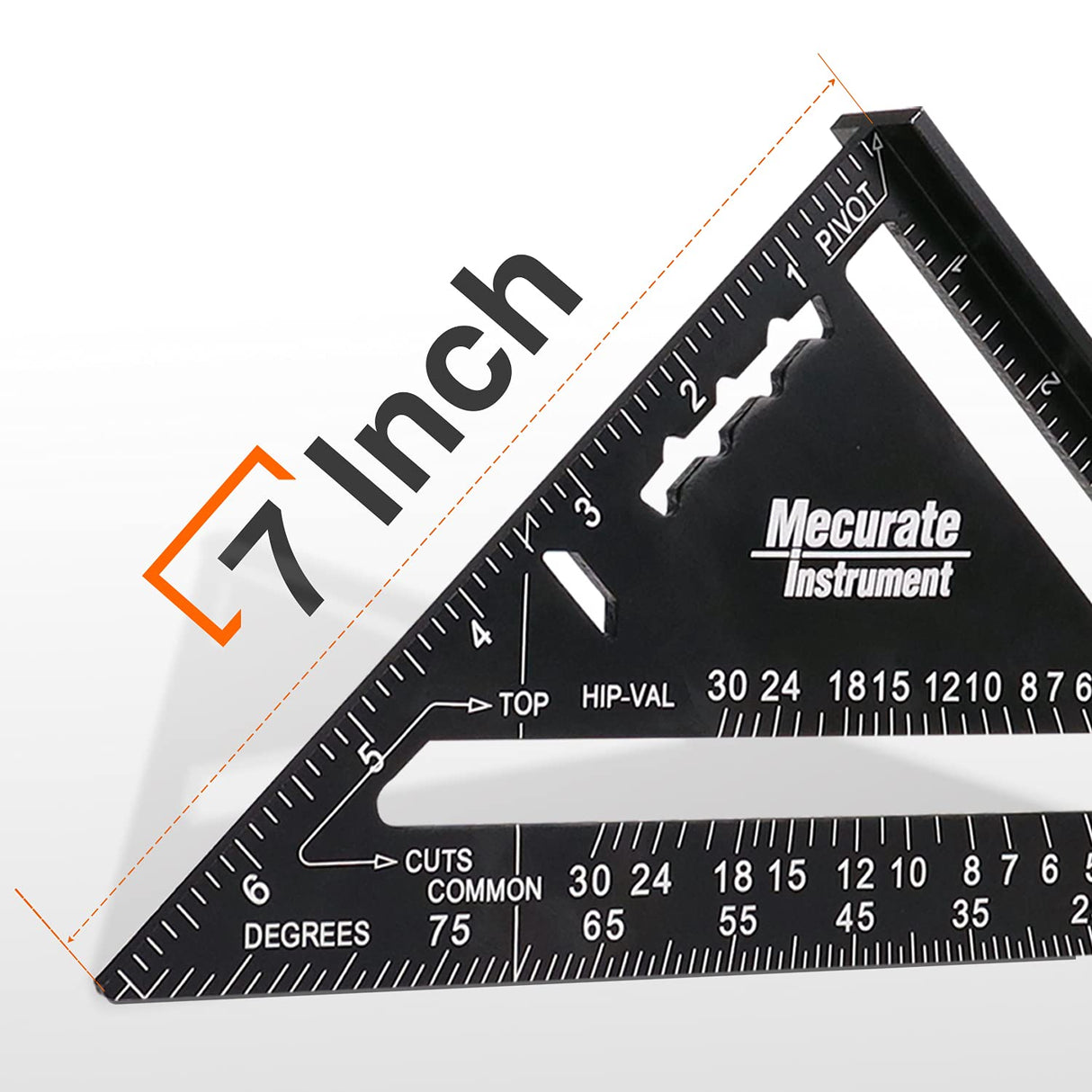 Mecurate Rafter Square, 7 inch Triangle Carpenter Square Die-cast Aluminum Alloy for Woodworking and Carpentry (7 inch) Mecurate