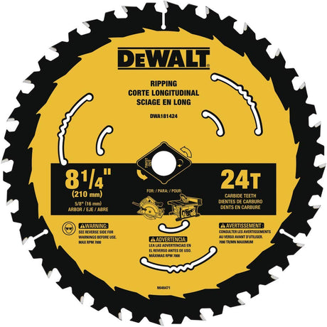 DEWALT Circular Saw Blade, 8 1/4 Inch, 24 Tooth, Framing & Ripping (DWA181424) DEWALT