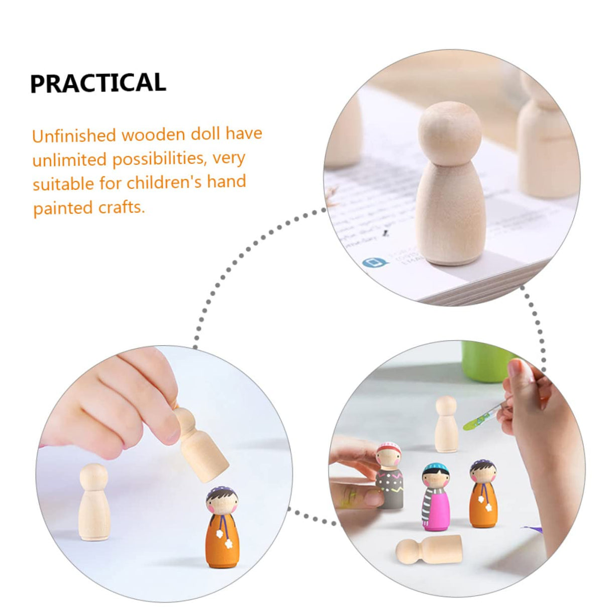 VILLFUL 30pcs Little Wooden Man Easter Peg Toys Dolls Peg People Wooden Peg Figures Art Crafts Peg Doll Unfinished Wooden Figure Kids Crafts Kids DIY VILLFUL