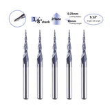 SpeTool 5Pcs Tapered Ball Nose Carving End Mill 1/8 inch Shank 0.25MM Radius (0.5MM Diameter) Tips 3D Woodworking Tool CNC Router Bits SpeTool