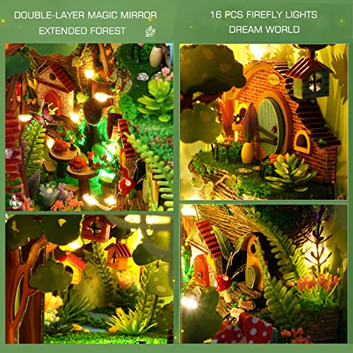 Spilay DIY Dollhouse Miniature Book Nook Assemble Kit,3D Wooden Puzzle Bookshelf Insert Decor with Light,Bookends Model Build-Creativity Kit for Spilay