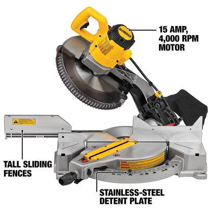 DEWALT 12-Inch Miter Saw, 15-Amp, Single Bevel, Compound (DWS715),Black - WoodArtSupply